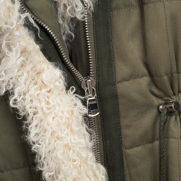 Altuzarra PF/15 Green Cotton Quilted Lamb-Fur Coat - Picture 8 of 11